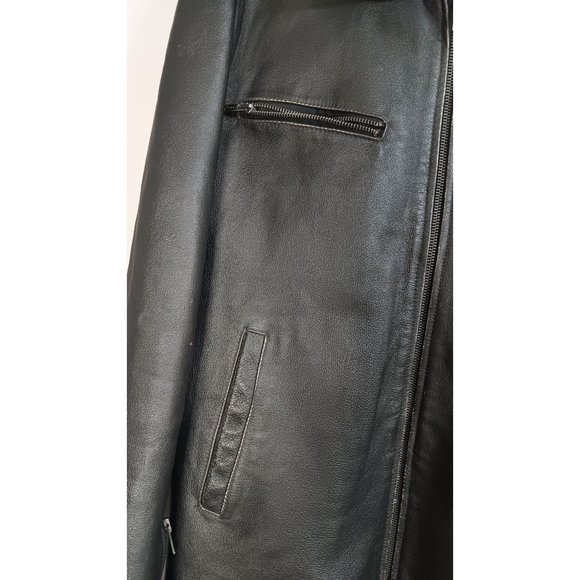 Bullhead Medium Black Quilted Lined Leather Biker Moto City Classic Rock Jacket - Picture 3 of 10